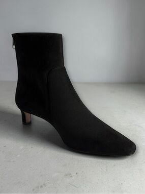 NWT Madewell The Dimes Kitten Heel Suede Zip Boots Black